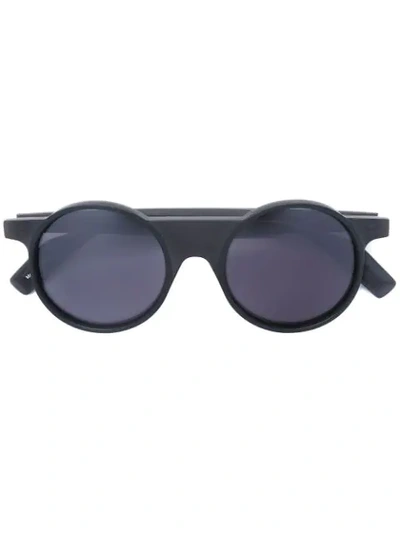 Shop Yohji Yamamoto Runde Sonnenbrille - Schwarz