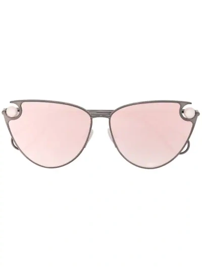 Shop Christopher Kane Pearl Embellished Cat Eye Sunglasses In Black