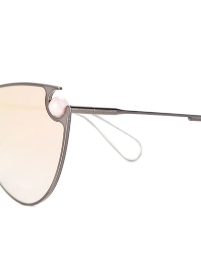 Shop Christopher Kane Pearl Embellished Cat Eye Sunglasses In Black
