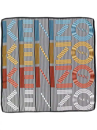 Shop Kenzo Striped Logo Scarf - Multicolour