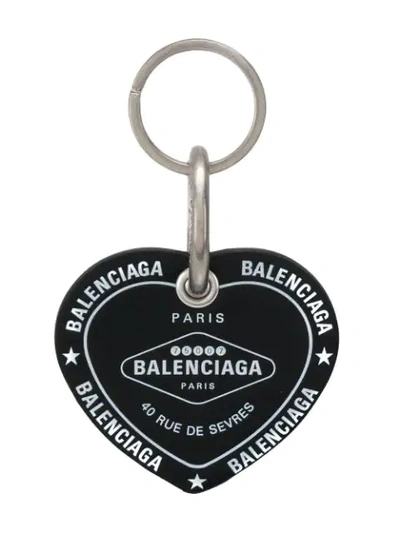 Shop Balenciaga Casino Heart Keyring In Black