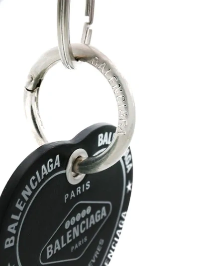 Shop Balenciaga Casino Heart Keyring In Black