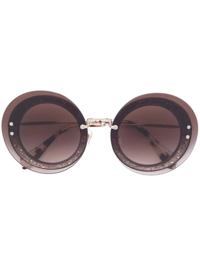 Shop Miu Miu Classic Round Sunglasses