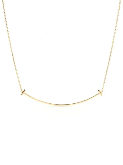 Shop Tiffany & Co 18kt Yellow Gold Tiffany T Smile Pendant Necklace In Metallic