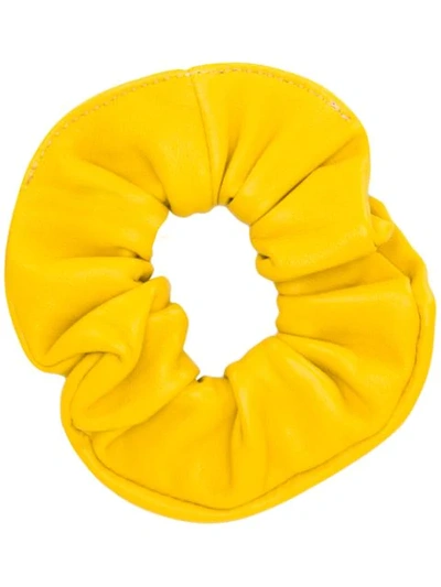 Shop Manokhi Leather Scrunchie In Yellow