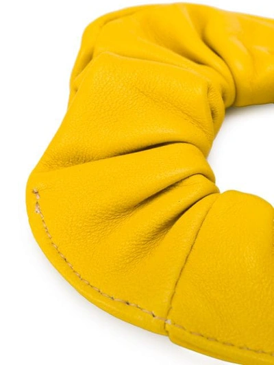 Shop Manokhi Leather Scrunchie In Yellow