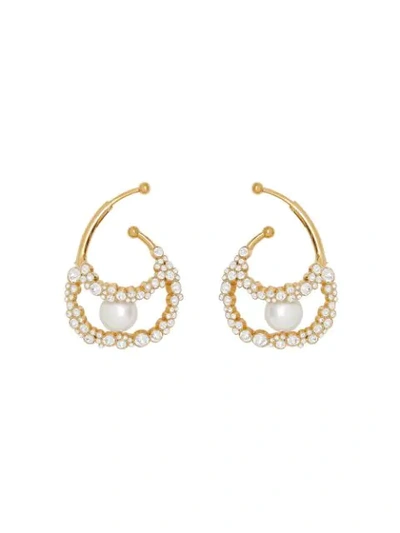 Shop Burberry Crystal Ear Cuffs In Gold