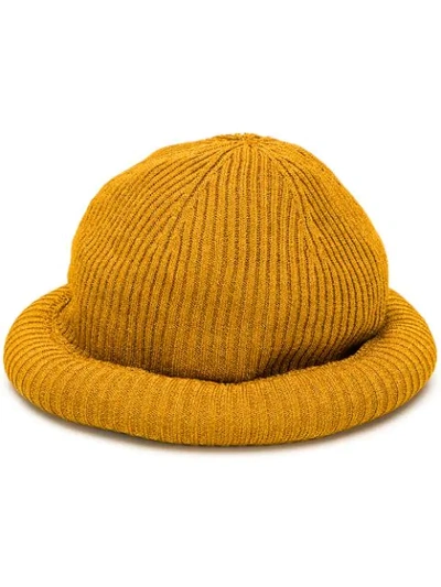 MISSONI ROLLED-HEM BEANIE HAT - 黄色