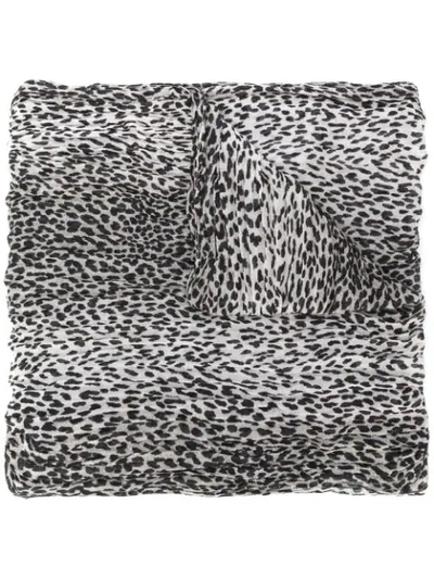 Shop Saint Laurent Leopard Print Scarf In Black