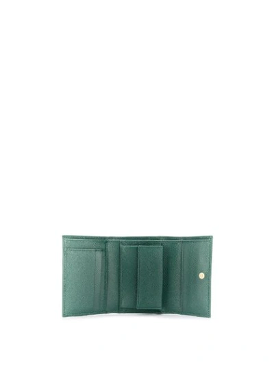 Shop Dolce & Gabbana Logo Plaque Trifold Wallet In Green