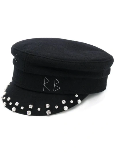 Shop Ruslan Baginskiy Embellished Baker Boy Hat In Black