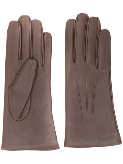 Shop N•peal Short Leather Gloves In Brown