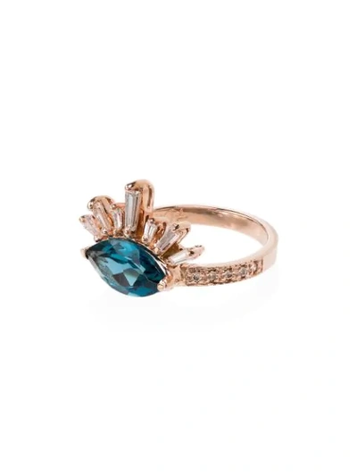 Shop Jacquie Aiche 14kt Gold Topaz Burst Diamond Ring In Rose Gold