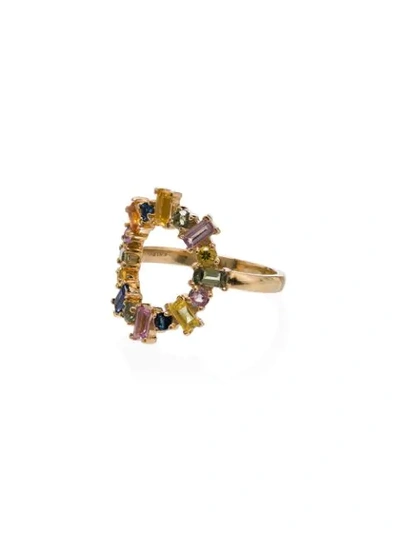 Shop Ileana Makri 18k Yellow Gold Rainbow Sapphire Ring In Multicoloured