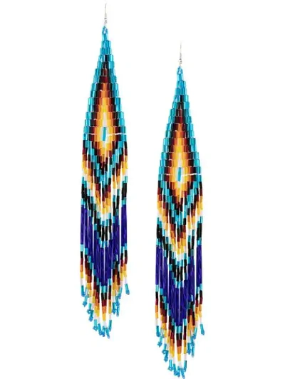 Shop Jessie Western Long Beaded Earrings In Blue