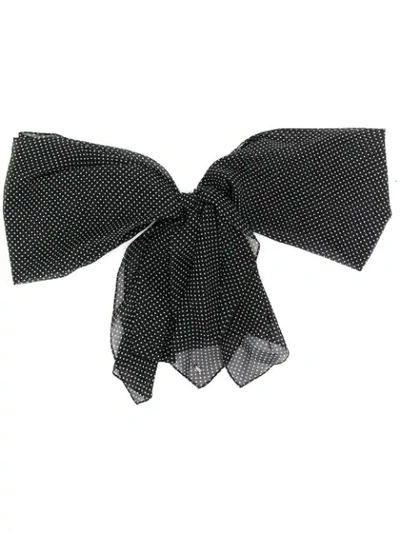 Shop Saint Laurent Polka Dot Ruffle Tie In Black