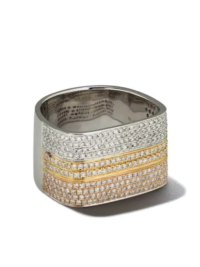 Shop As29 18kt Yellow, White And Rose Gold Lana Diamond Triple Thumb Ring In Silver
