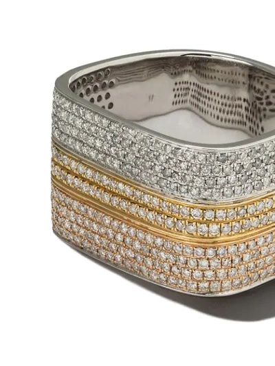 Shop As29 18kt Yellow, White And Rose Gold Lana Diamond Triple Thumb Ring In Silver