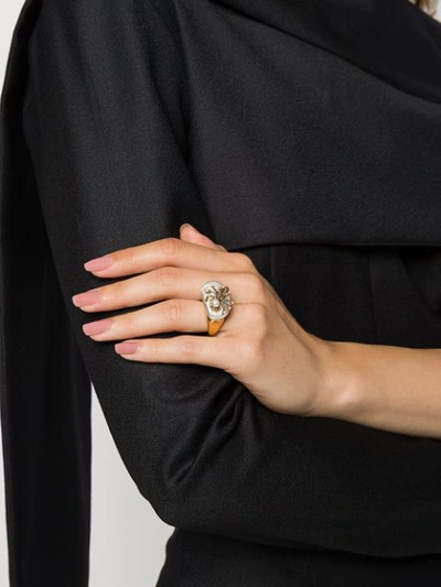 Shop Alexander Mcqueen Skull And Spider Embellished Ring In 1235 Spider Pearl Ring Gold