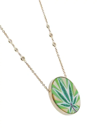 Shop Jacquie Aiche 14k Yellow Gold And Green Sweet Leaf Diamond And Opal Necklace