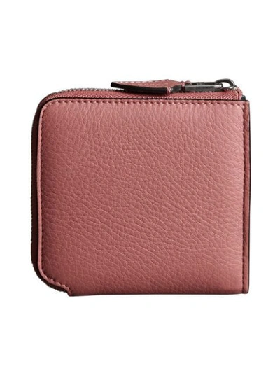 Shop Burberry Grainy Leather Square Ziparound Wallet In Pink