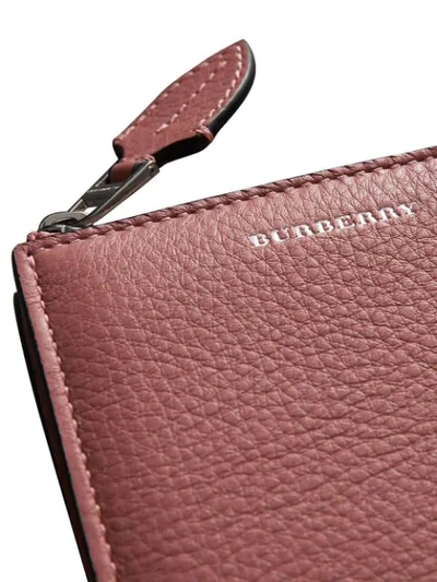 Shop Burberry Grainy Leather Square Ziparound Wallet In Pink