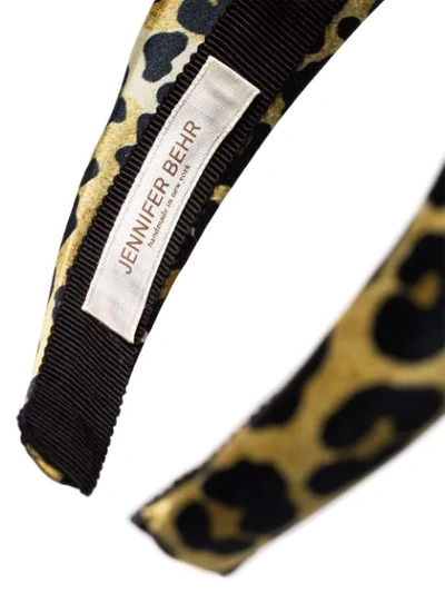 Shop Jennifer Behr Thada Leopard Print Padded Headband In Multicoloured