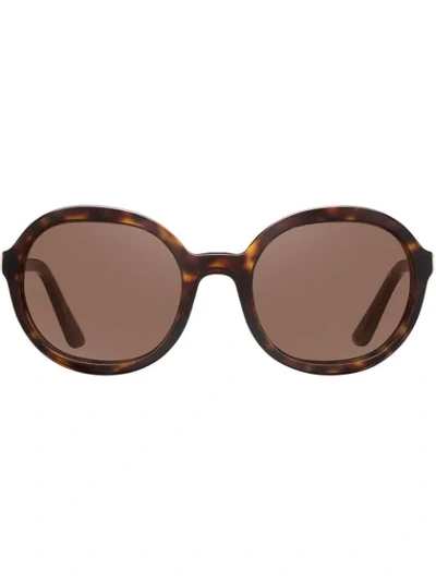 Shop Prada Round Frame Sunglasses In F08c1 Sienna