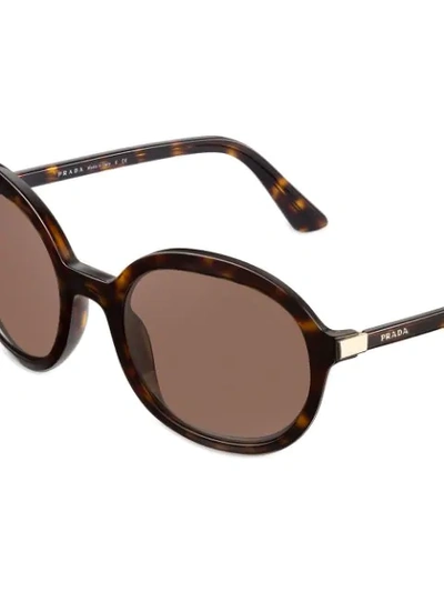 Shop Prada Round Frame Sunglasses In F08c1 Sienna