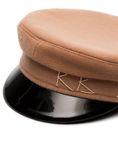 Shop Ruslan Baginskiy Brown And Black Varnished Brim Wool Hat