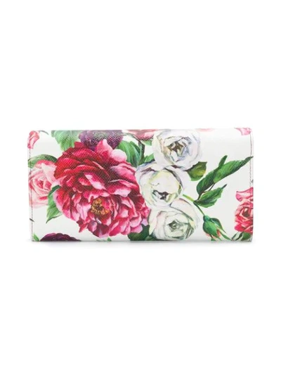 Shop Dolce & Gabbana Peony Continental Wallet - White