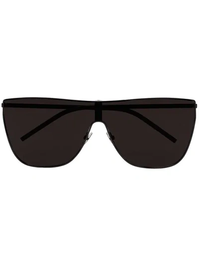 Shop Saint Laurent Mask 001 Sunglasses In Black