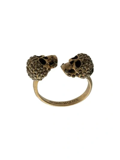 Shop Alexander Mcqueen Crystal Embellished Skull Ring In Cmlg
