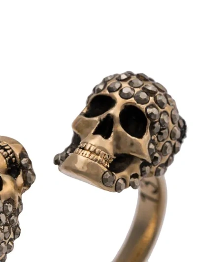 Shop Alexander Mcqueen Crystal Embellished Skull Ring In Cmlg