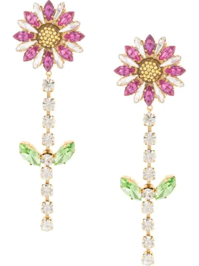 Shop Shourouk Flower Drop Earrings In Multicolour