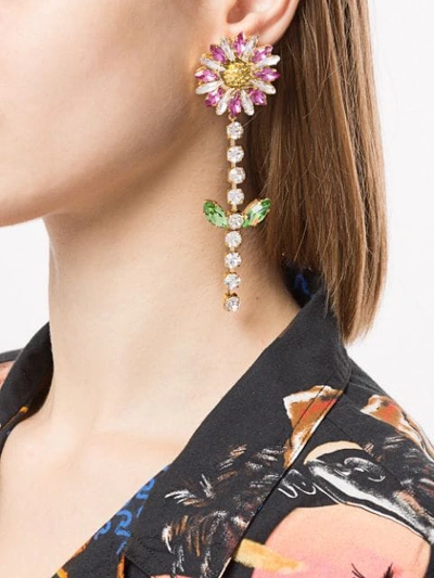 Shop Shourouk Flower Drop Earrings In Multicolour