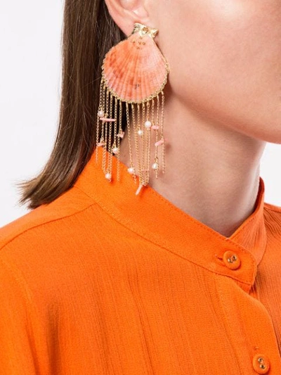 MERCEDES SALAZAR TROPIC EARRINGS - 金色