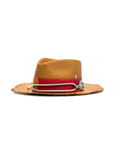 Shop Nick Fouquet Rope Detail Woven Hat In Orange