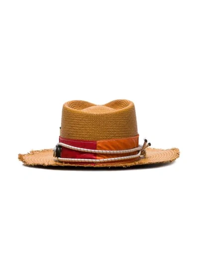 Shop Nick Fouquet Rope Detail Woven Hat In Orange