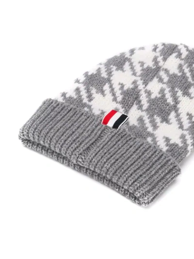 Shop Thom Browne Gun Club Intarsia Check Hat In Grey