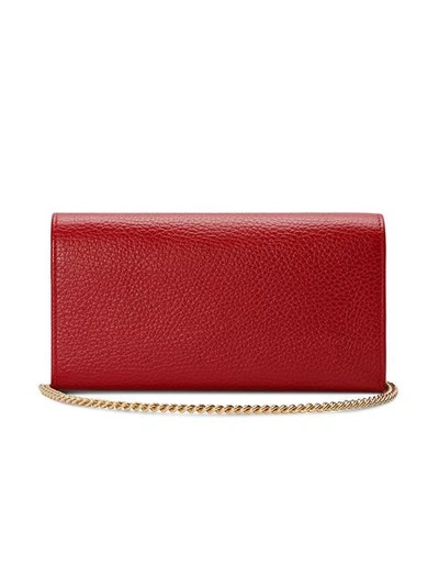 Shop Gucci Gg Marmont Leather Chain Wallet In Red