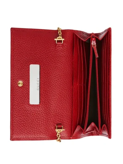 Shop Gucci Gg Marmont Leather Chain Wallet In Red