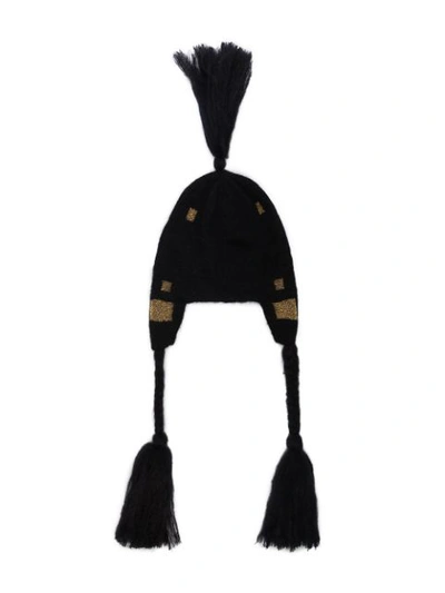 Shop Gucci Tassel Knitted Hat In Black