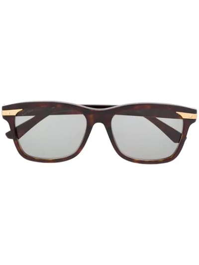 Shop Cartier Santos De  Rectangular-frame Sunglasses In Brown