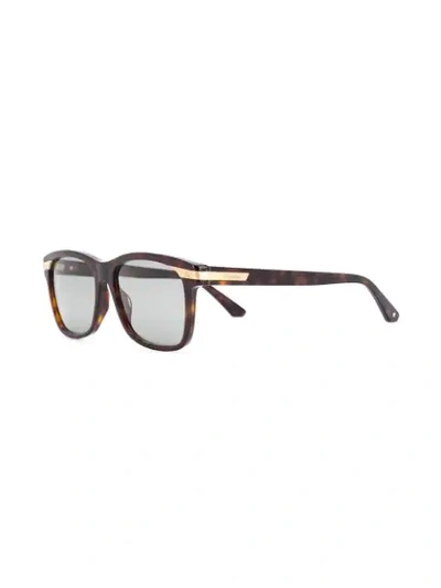 Shop Cartier Santos De  Rectangular-frame Sunglasses In Brown