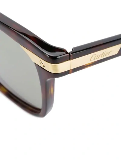 Shop Cartier Santos De  Rectangular-frame Sunglasses In Brown