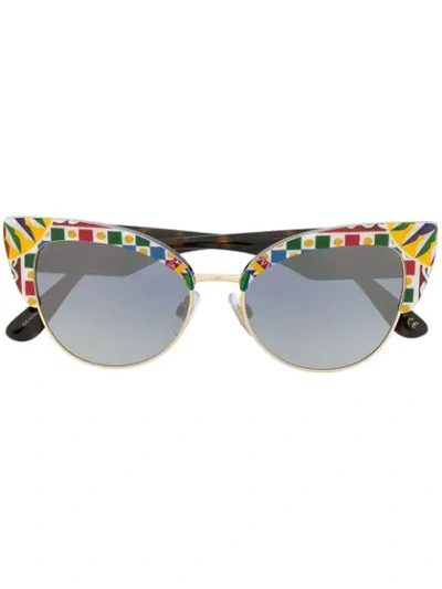 Shop Dolce & Gabbana Cat-eye Sunglasses In White