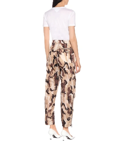 Shop Prada High-rise Straight Camouflage Pants In Brown