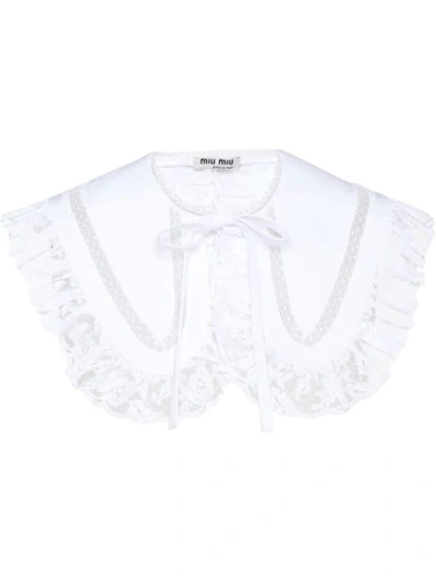 Shop Miu Miu Poplin Lace Collar In White