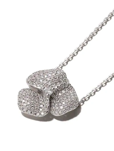 Shop As29 18kt White Gold Roselia Flower Large Diamond Necklace In Silver